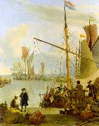 BACKHUYSEN, Ludolf View from the Mussel Pier in Amsterdam hh oil on canvas